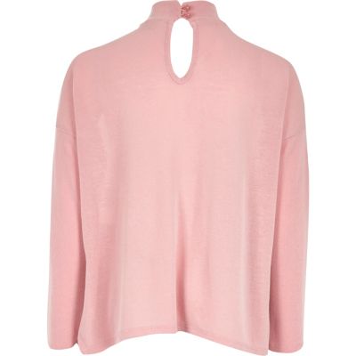 Girls pink slouch knit choker jumper